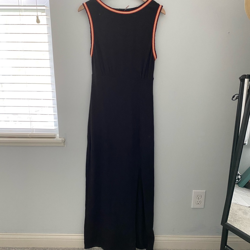 EUC Free People Raw Edge Ribbon Trim Maxi Dress M